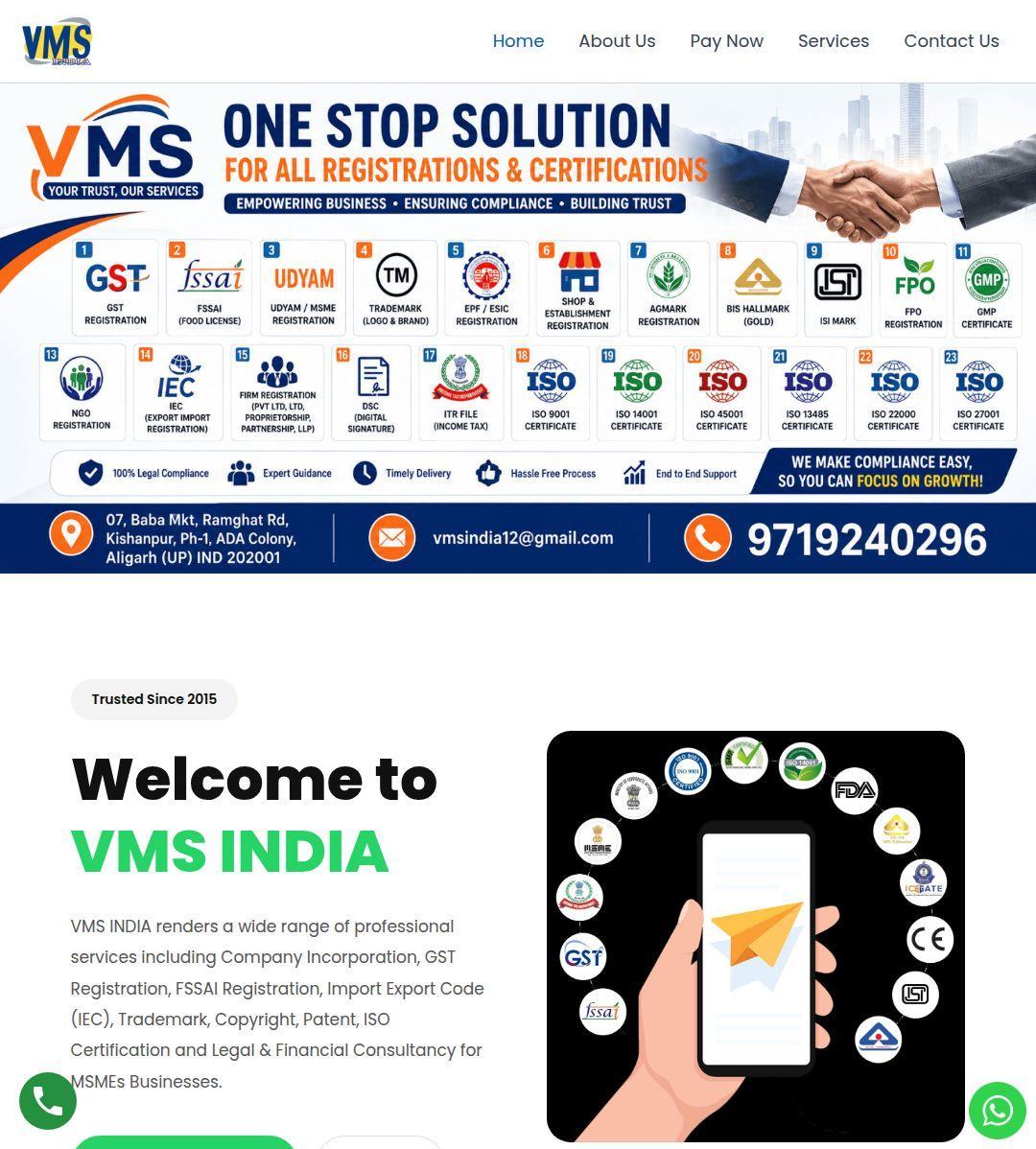 VMS India Website